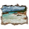 Díra 3D ve zdi na stěnu Beach seychely 95x64 cm