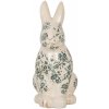 Keramická dekorácia králik so zelenými kvetmi Tien French L 16*12*28 cm Clayre & Eef