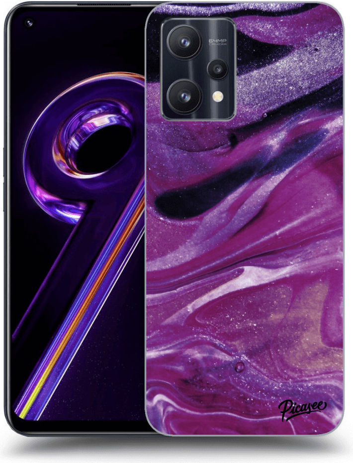 Púzdro Picasee silikónové Realme 9 Pro 5G - Purple glitter čierne