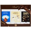 Lindt Excellence Extra jemná mliečna čokoláda 100 g + Extra biela čokoláda s vanilkovou príchuťou 100 g + Extra horká čokoláda 100% kakaa 3 x 50 g set
