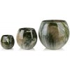 Mondex Sada 3 ks keramických květináčů NEVA MARBLE XI zelená/hnědá