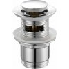 AQUALINE Uzatvárateľná umývadlová výpust guľatá, Click Clack, malá zátka, V 35-55mm, chróm TF8001