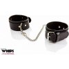 WHIPS Leather ankle cuffs for him, čierne putá na členky s polstrovaním