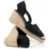 ESPADRILKY KARL LAGERFELD KAMINI MID ANKLE TIE CUT-OUT BLACK CANVAS