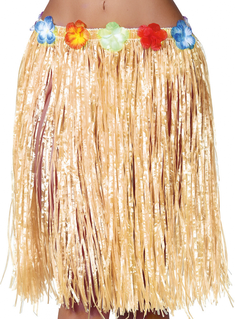 Guirca Slamenná havajská sukňa s kvietkami 50 cm