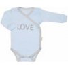 Baby Nellys Body dlhý rukáv Love - zapínanie bokom, modré