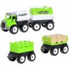 Mikrotrading Sada farmářské auto 11- 12 cm na setrvačník se třemi přívěsy