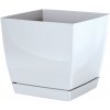Prosperplast kvetináč 10x10cm Coubi Square P DUKP100-S449 biely plastový PROSPERPLAST