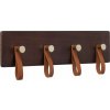 Boltze Nástěnný věšák na oblečení SKADO, borovicové dřevo s koženými úchyty, 40 x 13 cm
