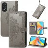 Peňaženkové kožené puzdro Mandala Flower na Oppo A38 - Sivá