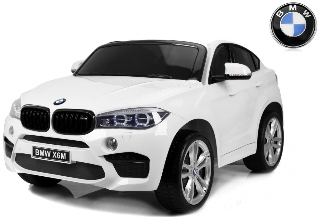 Beneo Elektrické autíčko BMW X6 M 2 miestne 12V elektrická brzda 24 GHz dialkové ovládanie biela