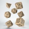 Kocka Set (7) QW Steampunk Beige & black Dice Set
