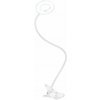 Solight LED stmievateľná stolná lampička s klipom biela, 300lm, nastaviteľná teplota svetla, USB WO66-W