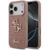 Guess PU Fixed Glitter 4G Metal Logo Zadní Kryt pro iPhone 17 Pro Pink