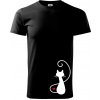 Zamilovaná mačka spredu - Tričko extra veľké (5-8XL) - 5XL ( Čierna )