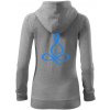 Yoga - lotus modrý (Moňas) - Mikina dámska trendy zipper s kapucňou - XS ( Tmavosivý melír )