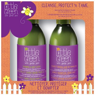 Little Green Kids šampón a sprchový gél 2 v 1 pre deti 240 ml + balzam pre jednoduché rozčesávanie vlasov 240 ml darčeková sada