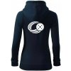 Florbal lopta - Mikina dámska trendy zipper s kapucňou - XL ( Tmavomodrá (veľmi tmavá - skoro čierna) )