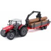 Bburago Farm Traktor Massey FERGUSSON 8740S Tractor con remolque de troncos 1:50
