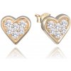 MINET Pozlátené strieborné náušnice srdiečka so zirkónmi