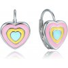 MINET JMAD0065SE00 - Detské strieborné náušnice dúhové srdcia