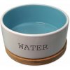 Dog Fantasy Keramická miska s podtáckou WATER biela/modrá 850 ml
