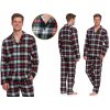 Pánske bavlnené kockované pyžamo s dlhým rukávom MORAJ, dvojdielne, XXL
