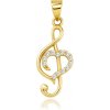 MINET JMG0307WGP - Zlatý prívesok husľový kľúč so srdcom a bielymi zirkónmi Au 585/1000 0.95 g
