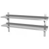 Dvojitá nástenná polica, nastaviteľná, s 2 konzolami, HENDI, 1400x300x(H)600mm