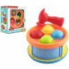 Teddies Zatloukačka/Bubínek 17cm 2v1 plast s kladívkem s míčky 4ks 2 barvy v krabici 18x20x10cm 12m+