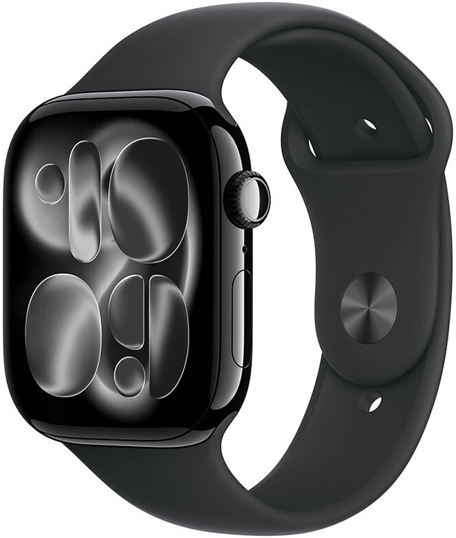 Apple Watch Series 11 42 mm Klavírny čierny hliník s čiernym športovým remienkom M/L MEQU4WF/A