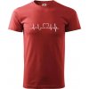 Srdce EKG - Klasické pánske tričko vyššej gramáže - 3XL ( Bordová )