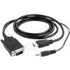 GEM Gembird A-HDMI-VGA-03-10 káblový adaptér 3 m HDMI + 3,5 mm VGA (D-Sub) čierny