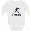 Fencing (šerm) postava Body dojčenské s dlhým rukávom biela