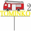 Zápich - Hasičské auto s menom a vekom - bez paličky - Iný rozmer