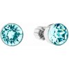 Strieborné náušnice pecka so Swarovski kryštálmi modré okrúhle 31113.3 light turquoise