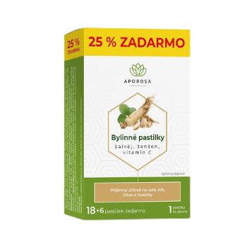 Aporosa Bylinné pastilky šalvěj + ženšen + vitamin C 18 + 6 kapsúl