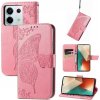 Peňaženkové kožené puzdro Butterfly Love na Xiaomi Redmi Note 13 Pro 4G - Ružová