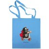 MÚ Brno – Detská modrá plátenná taška Krtko kolobežka 42x38 cm