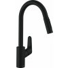 Hansgrohe Focus M41 - Kuchynská páková batéria 240 s vyťahovacou sprškou, 2jet, čierna matná 31815670