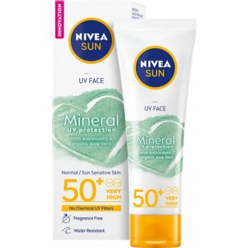 Nivea Sun Mineral UV-ochrana SPF50+ pleťový krém na opalování s minerálními filtry 50 ml