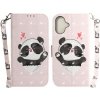 Peňaženkové 3D puzdro Colored Horizontal na iPhone 16 - Heart Panda