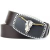 Kožený opasok TAURUS, šírka 4cm, Slovenská výroba - Tmavo hnedá