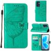 Peňaženkové kožené puzdro Embossed Butterfly na Oppo Reno 7 5G - Zelená