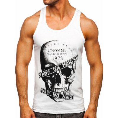 Bolf pánske boxerské tielko Tank Top s potlačou 14838 biele