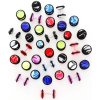 Šperky eshop - Falošný plug do ucha - mramorový I14.19 - Veľkosť hlavičky: 8 mm, Farba piercing: Ružová - Biela