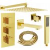 Mexen Cube DR02 podomietkový vaňový a sprchový set s hlavovou sprchou 30x30 cm (7v1), zlatá, 77503DR0230-50