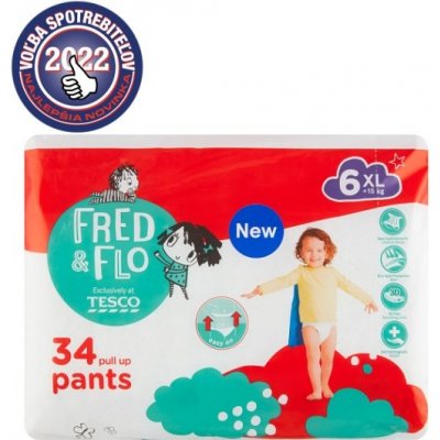 Tesco Fred & Flo Ultra Dry plienkové nohavičky 6 XL 34 ks