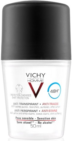 Vichy Homme dezodorant roll-on proti škvrnám 48h 50 ml