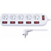 Solight predlžovací kábel, 5 zásuviek, 6x vypínač, 3m, biely [PP144]